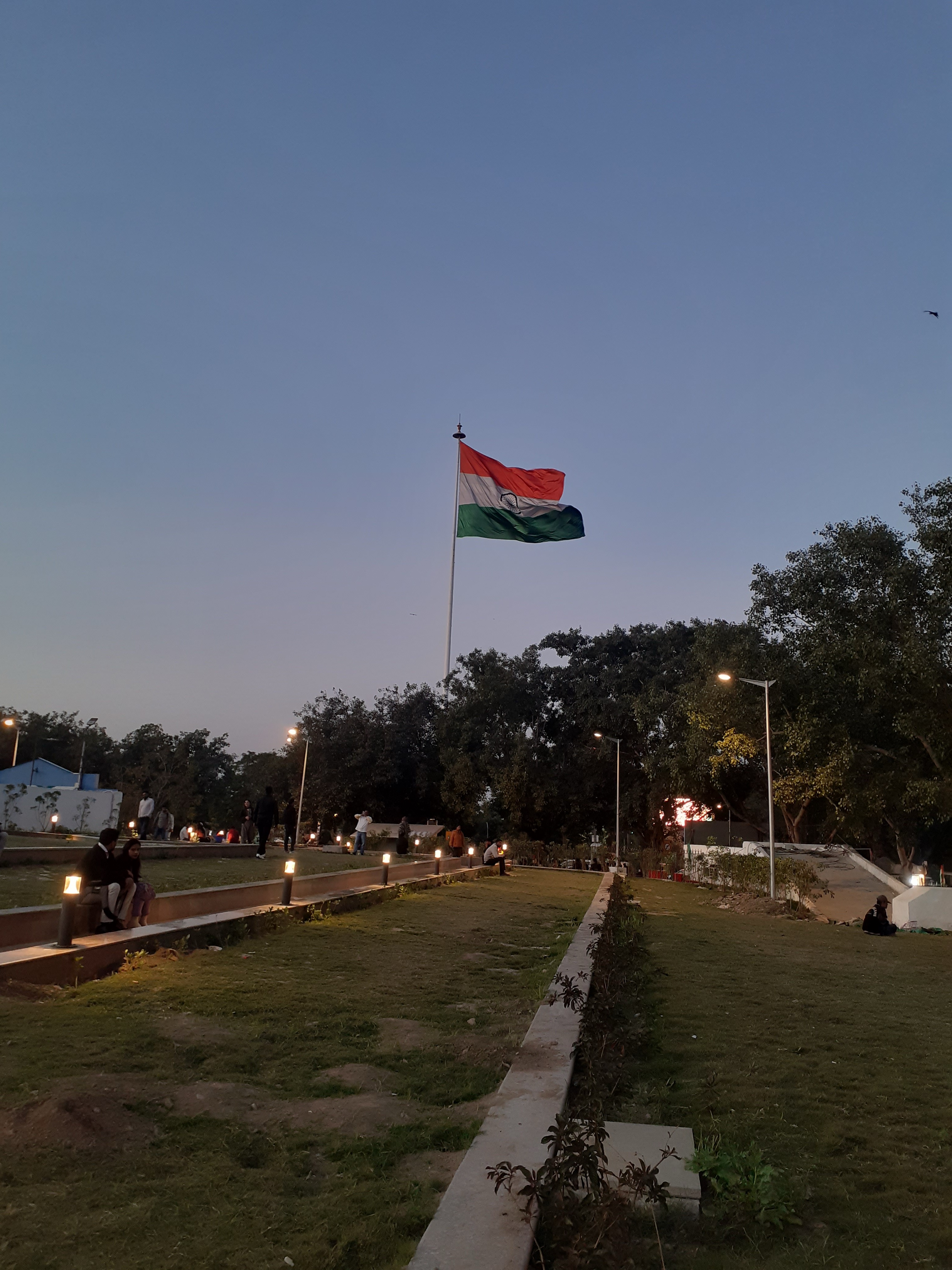 National flag at sunset near hostel