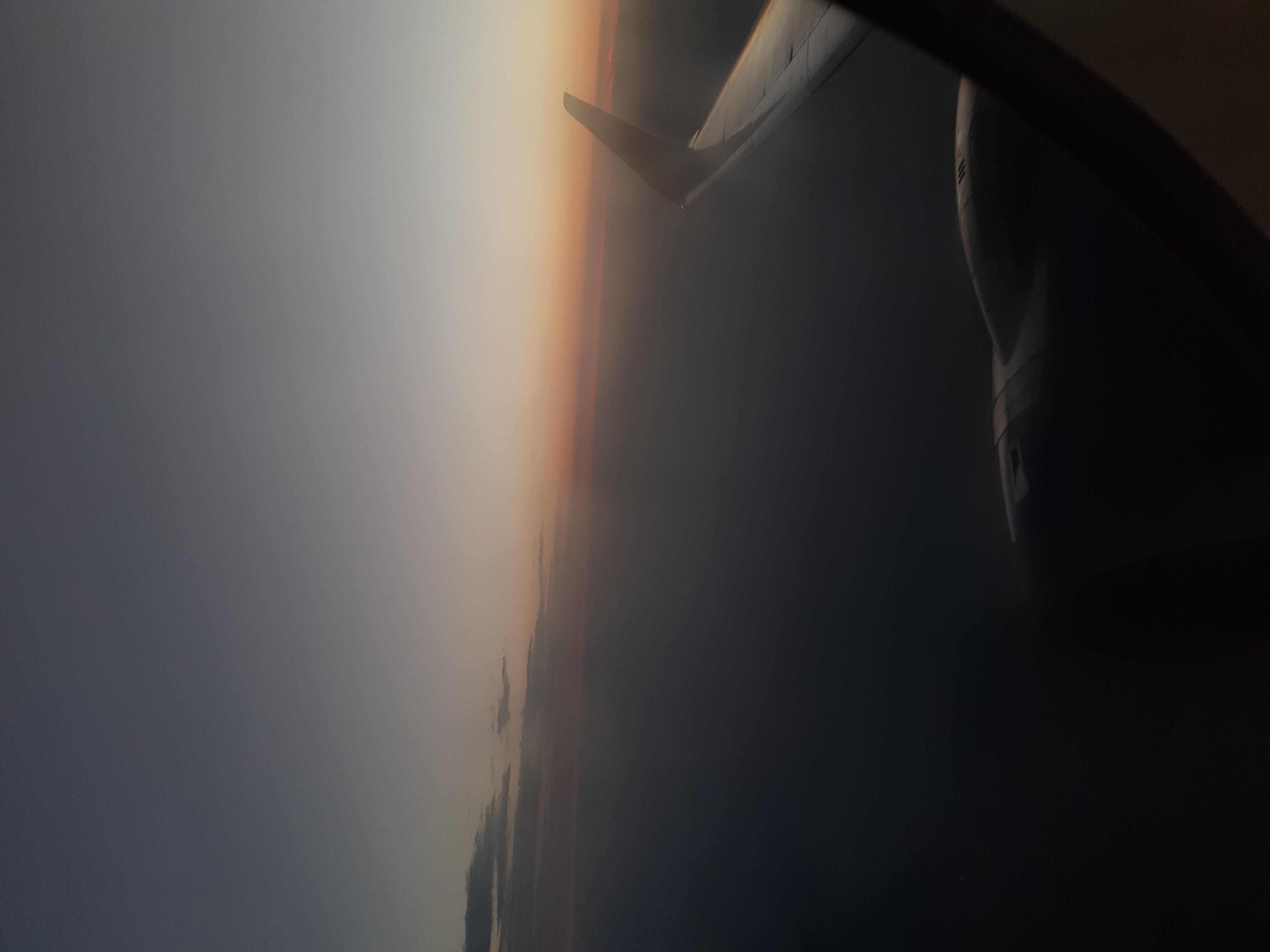 Sunset view from airplane window